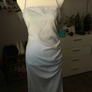 Sky blue silk dress